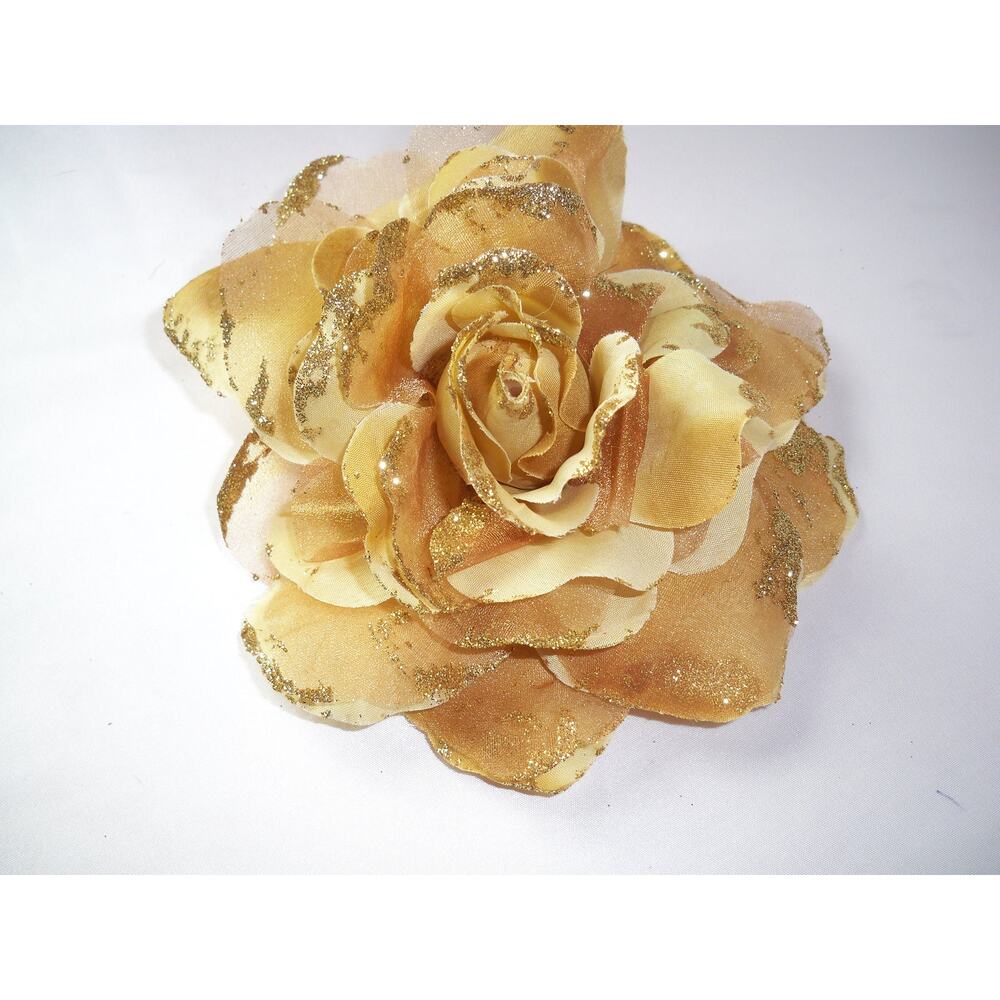 Gold flower hair clip, flower headpiece  flower hair clip hairpiece